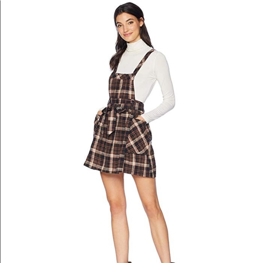 Free People plaid jumper overall dress